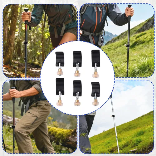Vista 7 de 6 pinzas de repuesto para bastones de trekking, 3 tamaños de alta calidad, clips para senderismo, caminar, camping, montañismo, reparación al aire