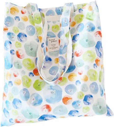 Vista 54 de Floral Canvas Tote Bag Double-Sided Printed Cloth Cotton Tote Floral Shoulder Bags for Beach Travel Shopping Grocery