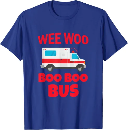 Vista 17 de Wee Woo Boo Boo Bus First Responder - Camiseta divertida de ambulancia, Negro, S