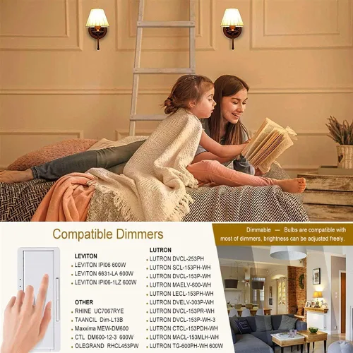 Vista 5 de Leools Bombilla LED regulable de 4 W, igual a 2500 K, ámbar blanco cálido T6 E12, bombilla de 40 vatios para candelabros, ventilador de techo
