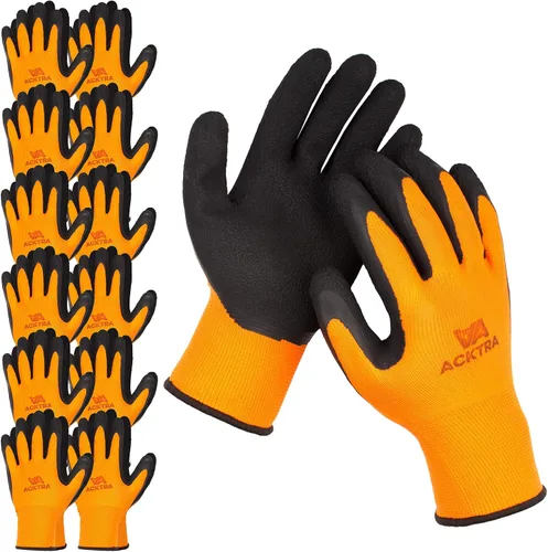 Vista 10 de ACKTRA - Guantes de trabajo de nailon recubiertos de poliuretano premium, 12 pares, puño tejido, para jardinería y uso general, para hombres