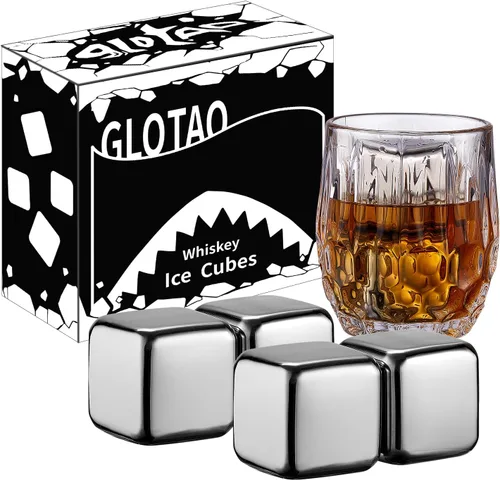 Vista 10 de Juego de 2 piedras de whisky grandes de 64 cm³ (4 cu in) – Juego de regalo para hombre – Cubos de esferas de hielo de metal reutilizables de acero