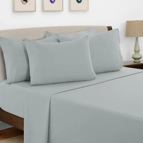 Vista 315 de LUX Décor - Juego de sábanas Twin de microfibra ultrasuave de 3 piezas con sábana encimera, sábana bajera de 16 pulgadas de profundidad y funda