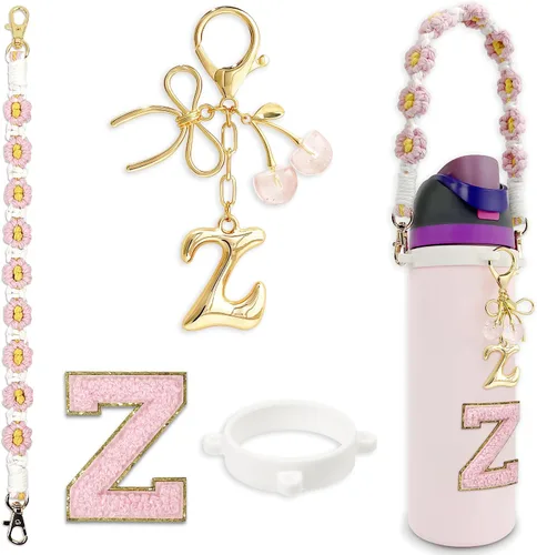 Vista 62 de Letter Handle Strap Accessories with Cute Initial Charm Compatible with Owala Water Bottle 24oz 32oz 40oz Owala Kids
