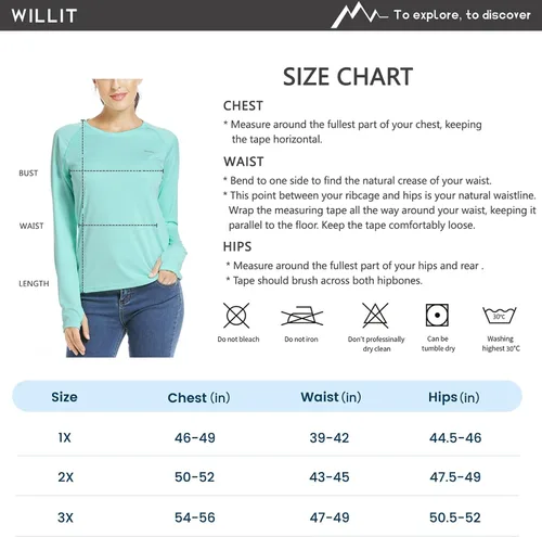 Vista 6 de Willit Women's UPF 50+ Sun Protection Shirt Long Sleeve SPF UV Shirt Rash Guard Swim Hiking Fishing Tops Lightweight