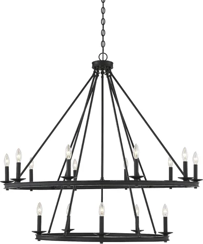 Vista 8 de Savoy House 1-307-6-89 Middleton - Lámpara de araña circular industrial con forma de anillo de 6 luces color negro mate moderno y rústico