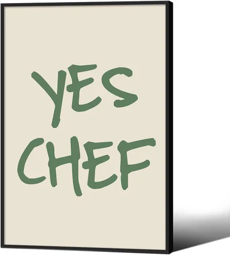 Vista 25 de Haitunone Póster verde con cita de chef con cita de cocina, arte de pared, minimalista, moderno, de mediados de siglo, impresiones para cocina