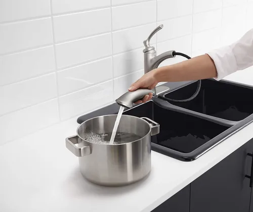 Vista 4 de Kohler K-R16399-SD-CP Elliston - Grifo para fregadero de cocina