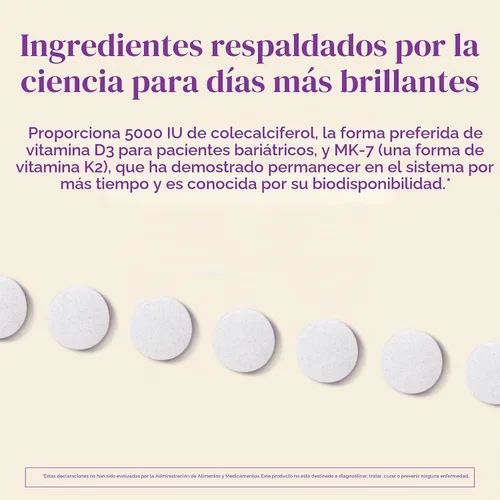 Vista 4 de BariMelts Vitamina D3 y K2, 90 tabletas, sabor natural a manzana