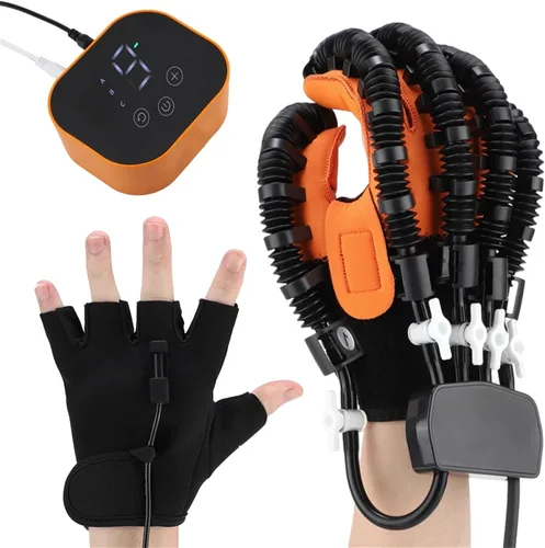 Vista 9 de GOURIXIN Guantes robóticos de rehabilitación para mano de accidente cerebrovascular, 9 niveles de fuerza ajustable, dispositivo de entrenamiento