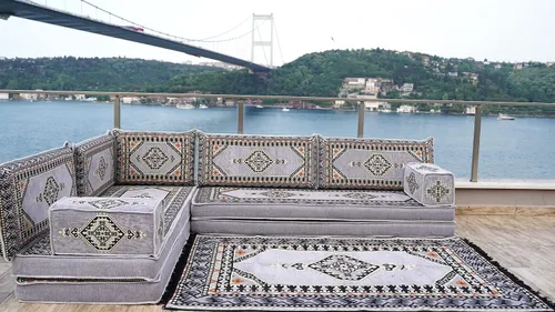 Vista 4 de arabicsofa Asiento de piso Jalsa árabe oriental gris - Cojín modular hecho a mano