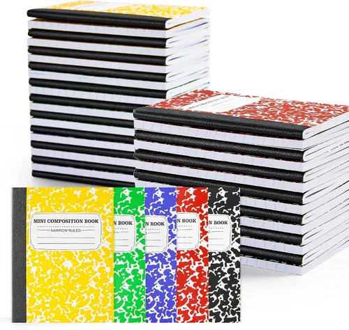 Vista 9 de feela Paquete de 120 mini cuadernos de composición a granel, lindo bloc de notas de composición de bolsillo, cuadernos pequeños para estudiantes