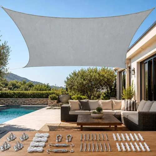 Vista 12 de Quictent Toldo rectangular de polietileno de alta densidad de 6.53 oz, 98% de bloqueo UV, para patio, jardín, cubierta comercial con kit de Marrón