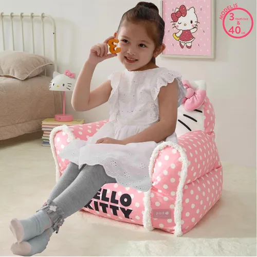Vista 2 de Sanrio Hello Kitty - Puf figural, sofá de estructura suave con reposabrazos para niños, asiento cómodo para dormitorio o sala de juegos, a partir