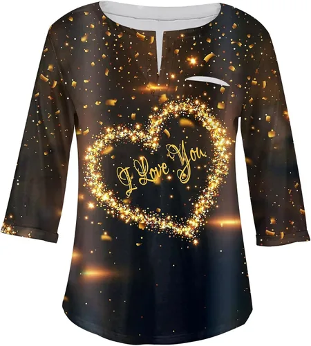 Vista 4 de Camisetas de manga larga 34 para mujer, talla grande, manga larga hasta el codo, ajuste holgado, ropa de otoño e invierno, traje con temática