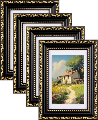 Vista 31 de eletecpro 8x10 Vintage Picture Frame, Glass Cover, Gold, 4-Pack Dorado