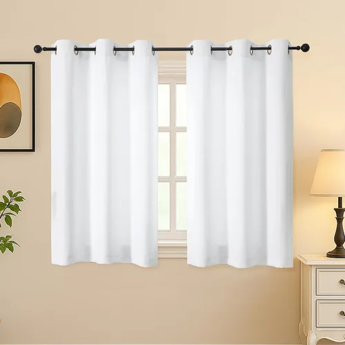 Vista 149 de Simplebrand Juego de 2 paneles de cenefa aguamarina para ventana de cocina de 14 pulgadas de largo, cortinas de oscurecimiento de habitación