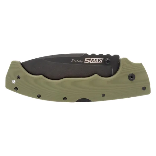 Vista 3 de Cold Steel 5 Max S35VN - Cuchillo de bolsillo plegable táctico plegable con punta de caída de acero de 5 pulgadas con mango ergonómico G10 verde