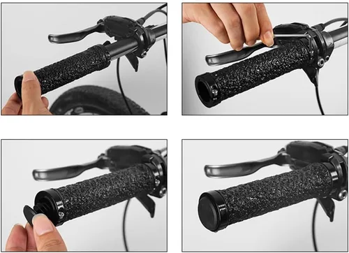 Vista 3 de Empuñaduras de manillar de bicicleta, 1 par de empuñaduras ergonómicas para manillar de bicicleta, agarre universal de doble bloqueo para manillar