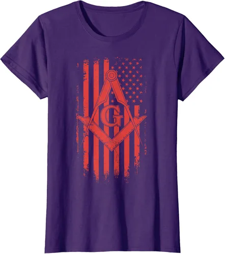 Vista 7 de Cuadrado y brújula Masónica de la bandera americana, masón, camiseta roja, Negro, S