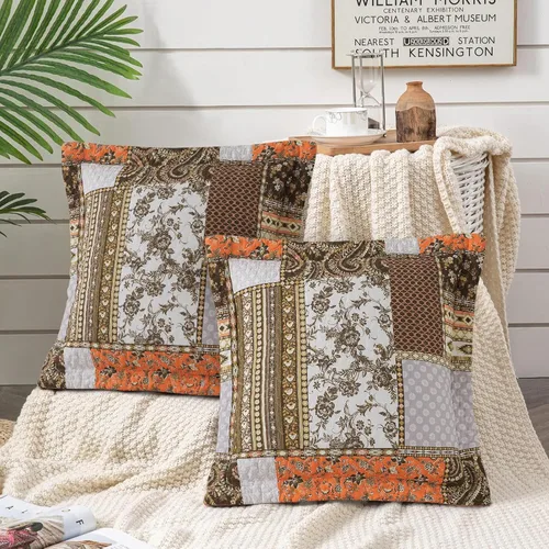 Vista 10 de BEDIFANY 2 fundas de almohada florales con relleno de algodón, fundas de cojín decorativas neutrales para sofá, dormitorio, sala de estar