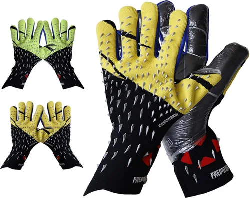 Vista 7 de Guantes de portero de portero para adultos y jóvenes, guantes de portero de fútbol con palma de látex antideslizante en relieve, sin muñeca