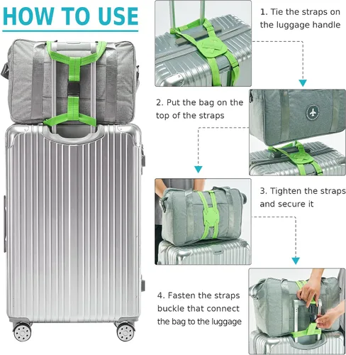 Vista 6 de Travelkin - Correas de equipaje elásticas para maletas, bolsa de viaje, cinturón elástico para equipaje de mano