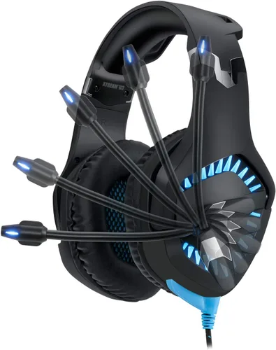 Vista 4 de Adesso Xtream G3-7.1 Auriculares para juegos con sonido envolvente con micrófono con cancelación de ruido e iluminación LED para PC, PS4, Xbox