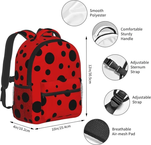 Vista 5 de Mochila infantil para niños y niñas, talla única , catarina de lunares