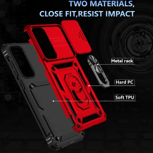 Vista 2 de Funda para Samsung Galaxy S25 FE con protector de pantalla de vidrio templado, cubierta de lente de cámara integrada y soporte de anillo, cubierta