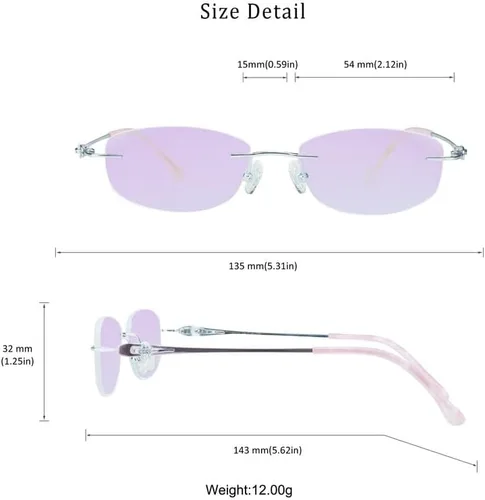 Vista 80 de LifeArt Pure Titanium Frame Glasses/Blue Light Blocking Reading Glasses, Reduce Eyestrain, Stylish for Men and Women 3033_(champán Clear)