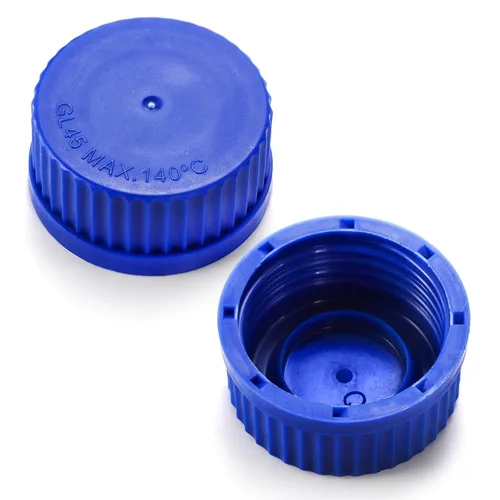 Vista 7 de Yopay Paquete de 4 botellas de vidrio de 33.8 fl oz, botellas de almacenamiento reutilizables con tapa de rosca azul GL45, recipiente redondo