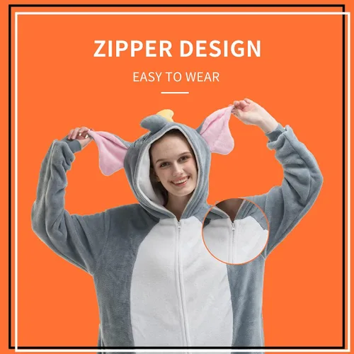 Vista 3 de COSUSKET Pijama unisex para adultos, pijama de franela para cosplay, disfraz de Halloween de una pieza, ropa de dormir para el hogar