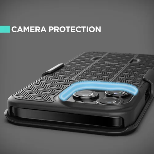 Vista 6 de Galvanox Funda diseñada para iPhone 15 Pro Max con clip para cinturón (2023) Carcasa rígida de policarbonato ultra duradera (negro)