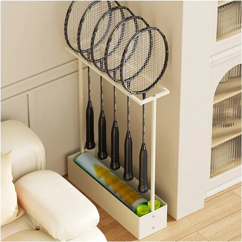 Vista 9 de Estante de almacenamiento para raquetas de tenis. Estante de exhibición de raqueta de bádminton negro/blanco. Soporte para raqueta de tenis.para