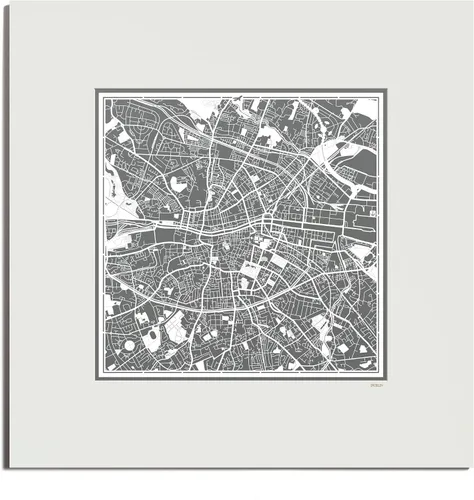 Vista 158 de O3 Design Studio Mapa de corte de papel de París, color negro mate, 20 x 20 pulgadas, arte en papel