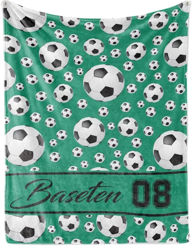 Vista 15 de Manta de fútbol personalizada con nombre, mantas personalizadas suaves para deportes de fútbol, mantas de cama verde, regalo personalizado