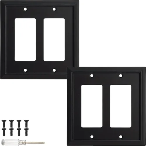 Vista 9 de Placa de pared, cubiertas de toma de corriente dúplex, cubierta de interruptor de luz negro mate - Placa de cubierta de toma de corriente eléctrica
