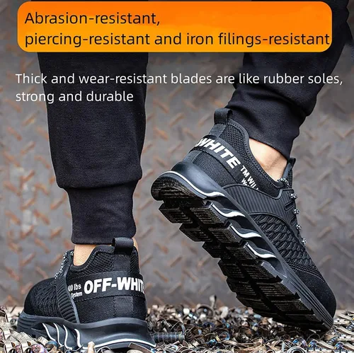 Vista 5 de Steel Toe Shoes for Men Women Indestructible Work Shoes Lightweight Puncture Proof Comfortable Water Resistant Safety Sneakers Slip-Resistant