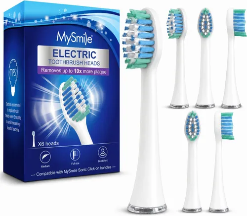 Vista 8 de MySmile Cabezales de repuesto para cepillos de dientes eléctricos UC605, 6 paquetes (negro) Soft DuPont Bristles for Sensitive Teeth & Gums