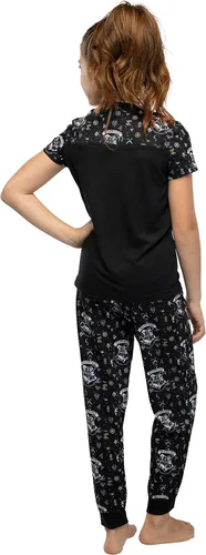 Vista 3 de Harry Potter Hermione Hogwarts Crest Athletic Jogger Pijama 2 piezas negro