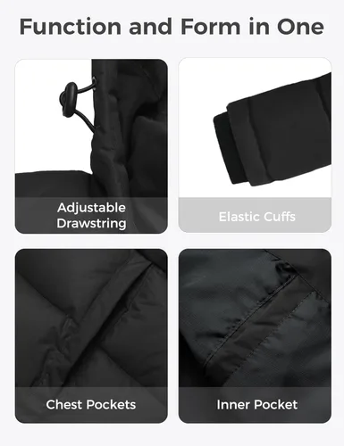 Vista 7 de Wantdo - Chaqueta acolchada impermeable para hombre, con capucha, de invierno