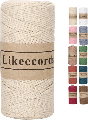 Vista 34 de Likeecords 100% Hilo de Ganchillo de Algodón Cordón de Bolsa de 2mm 170m Cordón de Macramé de 2mm Hilo de Crochet Cuerda de Macramé Regalo para Verde