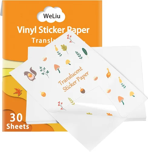 Vista 8 de Papel adhesivo de vinilo imprimible para impresora de inyección de tinta, 8.5 x 11 pulgadas, 15 hojas translúcidas de alta calidad, papel adhesivo