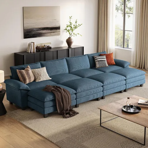 Vista 24 de LINSY HOME Cloud Sofa - Silla decorativa con tumbona otomana para interiores, sofá de pana perfecta para sala de estar, apartamento, oficina, beige