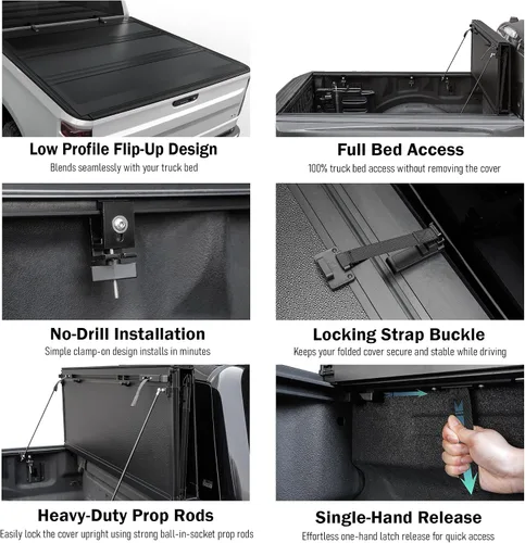 Vista 5 de Toptiny - Cubierta de cama de camioneta plegable de perfil bajo, se adapta a Ford F-150 2004-2014 de 5'5" de largo (66")