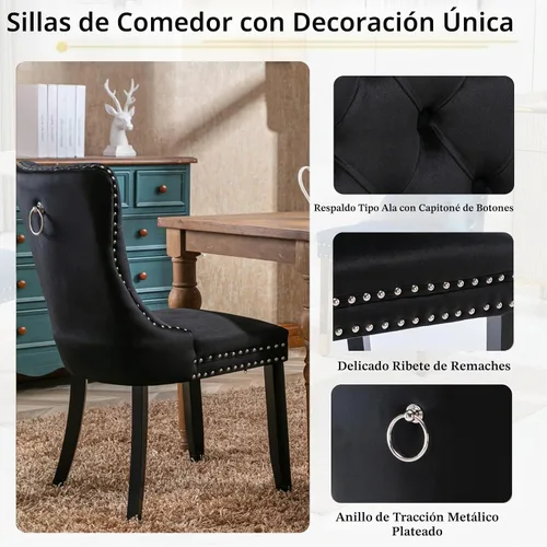 Vista 7 de Henf Juego de mesa de comedor extensible de 5 piezas para 4, mesa de cocina de imitación de mármol de 63"-79" con 4 sillas negras, juego de mesa