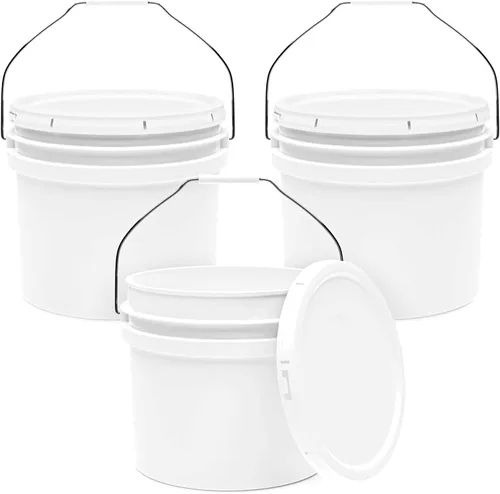 Vista 14 de EconoHome Cubo de plástico redondo de grado alimentario de 1 galón - Recipientes de almacenamiento de alimentos tipo deli con tapas ideales