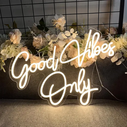 Vista 8 de FARNEW Good Vibes Only - Letrero de neón para pared, decoración de pared Azul