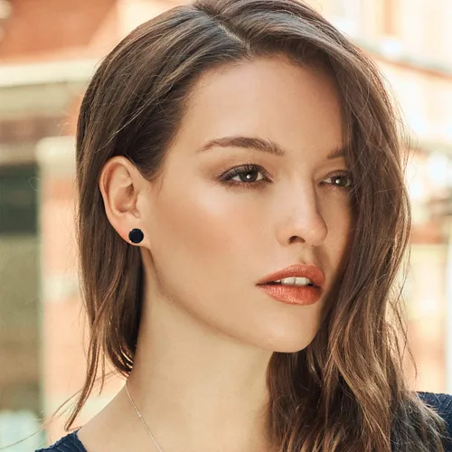 Vista 2 de Gem Stone King Aretes redondos de oro de 14 quilates con piedra natal Redondos de 0.315 in Aretes de oro macizo para mujer